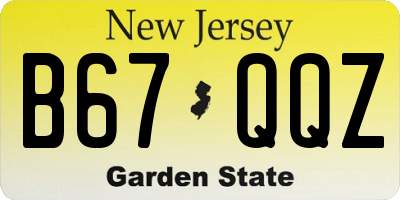 NJ license plate B67QQZ