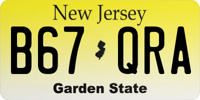 NJ license plate B67QRA