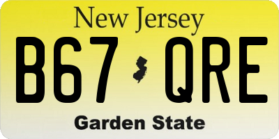 NJ license plate B67QRE