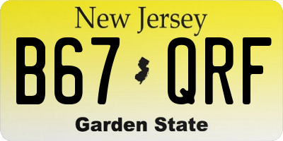 NJ license plate B67QRF