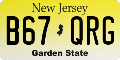 NJ license plate B67QRG