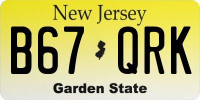 NJ license plate B67QRK