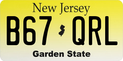 NJ license plate B67QRL