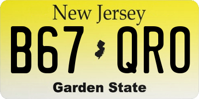 NJ license plate B67QRO