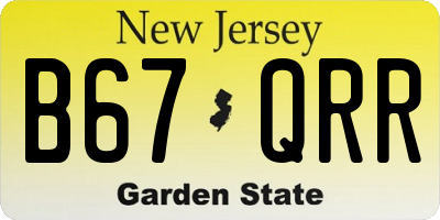 NJ license plate B67QRR