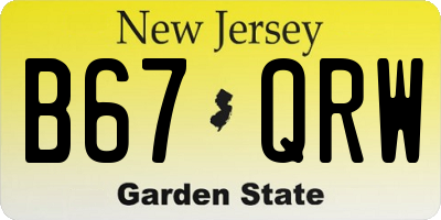 NJ license plate B67QRW