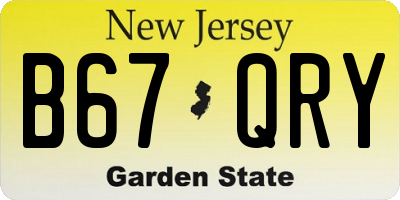 NJ license plate B67QRY