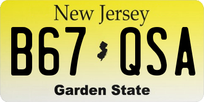 NJ license plate B67QSA