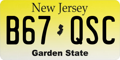 NJ license plate B67QSC