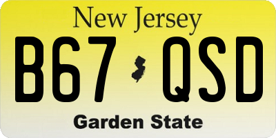 NJ license plate B67QSD