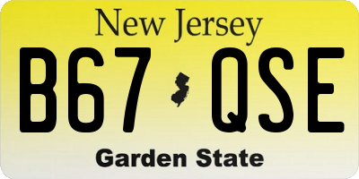 NJ license plate B67QSE