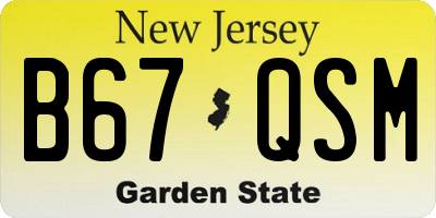 NJ license plate B67QSM