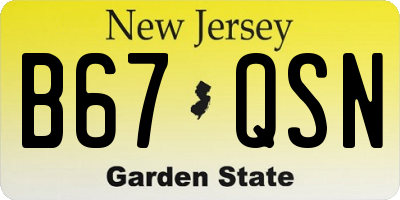 NJ license plate B67QSN