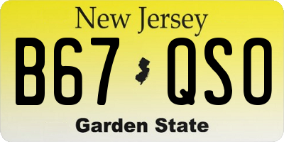 NJ license plate B67QSO