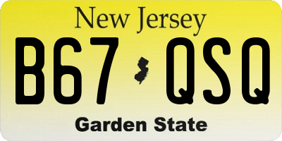 NJ license plate B67QSQ