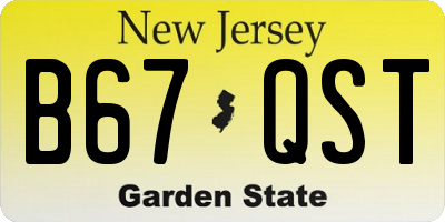 NJ license plate B67QST