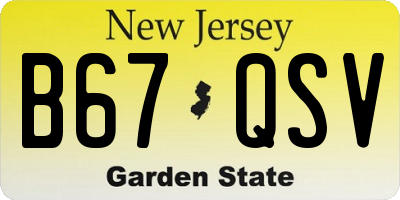 NJ license plate B67QSV