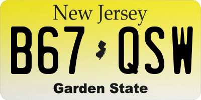 NJ license plate B67QSW