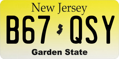 NJ license plate B67QSY