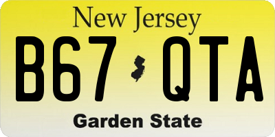 NJ license plate B67QTA