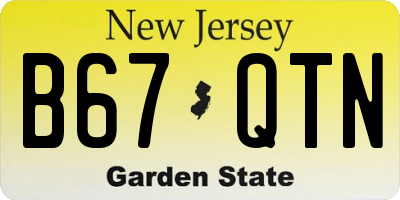 NJ license plate B67QTN