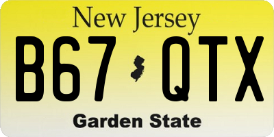NJ license plate B67QTX