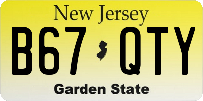 NJ license plate B67QTY