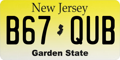 NJ license plate B67QUB