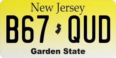 NJ license plate B67QUD