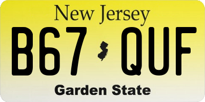 NJ license plate B67QUF
