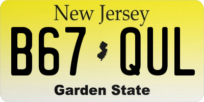 NJ license plate B67QUL