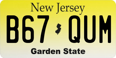 NJ license plate B67QUM