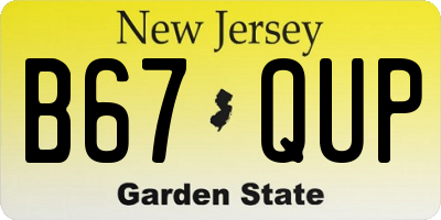 NJ license plate B67QUP