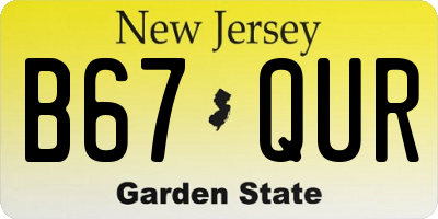 NJ license plate B67QUR