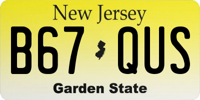 NJ license plate B67QUS