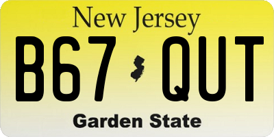 NJ license plate B67QUT