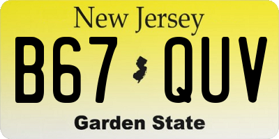 NJ license plate B67QUV