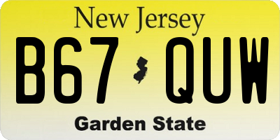 NJ license plate B67QUW
