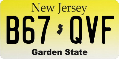 NJ license plate B67QVF