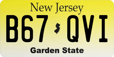NJ license plate B67QVI