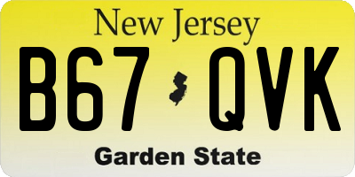 NJ license plate B67QVK