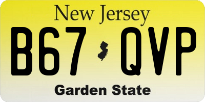 NJ license plate B67QVP