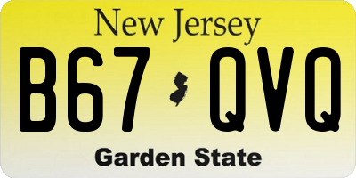 NJ license plate B67QVQ