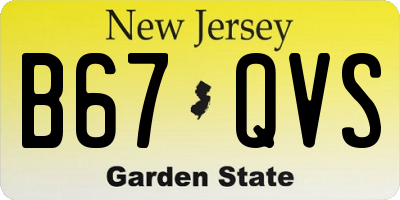 NJ license plate B67QVS