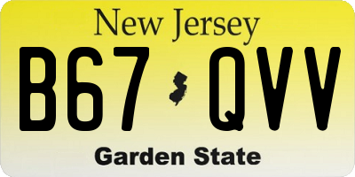 NJ license plate B67QVV