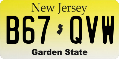 NJ license plate B67QVW