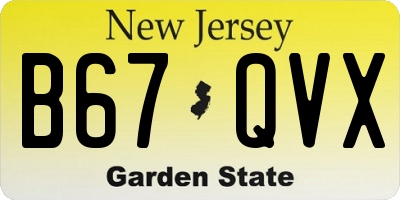 NJ license plate B67QVX