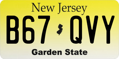 NJ license plate B67QVY