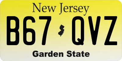 NJ license plate B67QVZ