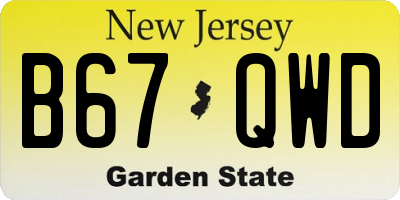 NJ license plate B67QWD